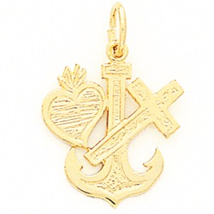 Faith Hope and Charity Charm, Faith is the Cross, Charity the Anchor and Hope is the Heart