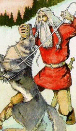 Tyr binding the Fenris Wolf, losing his right hand